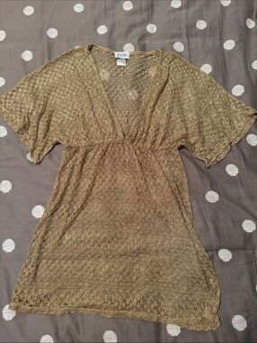 Jordan Taylor Metallic Crochet Overlay Tunic - Gold
